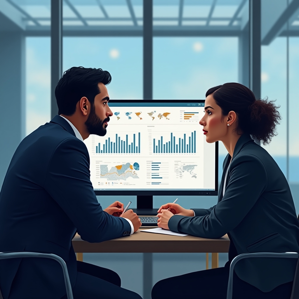 Führungskraft und Datenanalystin besprechen Projektergebnisse