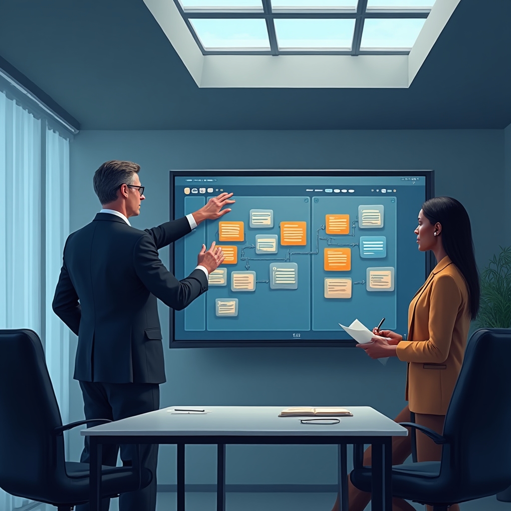 Produktverantwortlicher plant Sprint mit digitalem Board