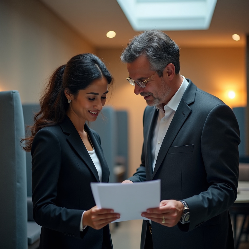 Gemischtes Team arbeitet vertrauensvoll zusammen in modernem Büro